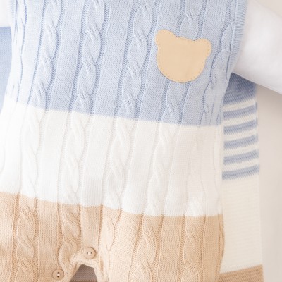  Saída de Maternidade Guilherme - Azul Bebê, Branco e Bege